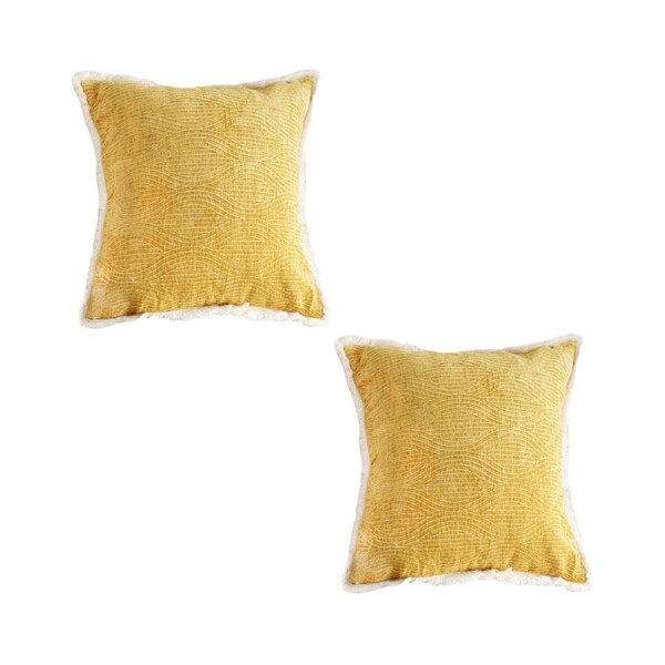 SOGA 2X 50cm Throw Pillow Turmeric Yellow Aesthetic Chenille Texture for Home Decor