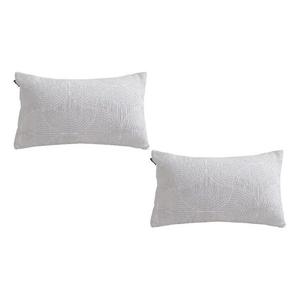 SOGA 2X 35cm Throw Pillow Beige Gray Lumbar Embroidered Decorative Cover Stitch for Home Decor