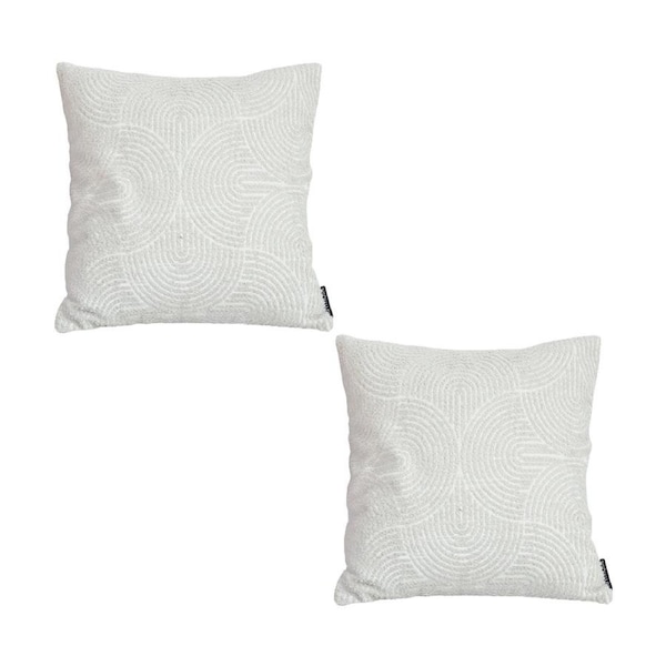 SOGA 2X 50cm Throw Pillow Off White Lumbar Embroidered Decorative Cover Stitch for Home Decor