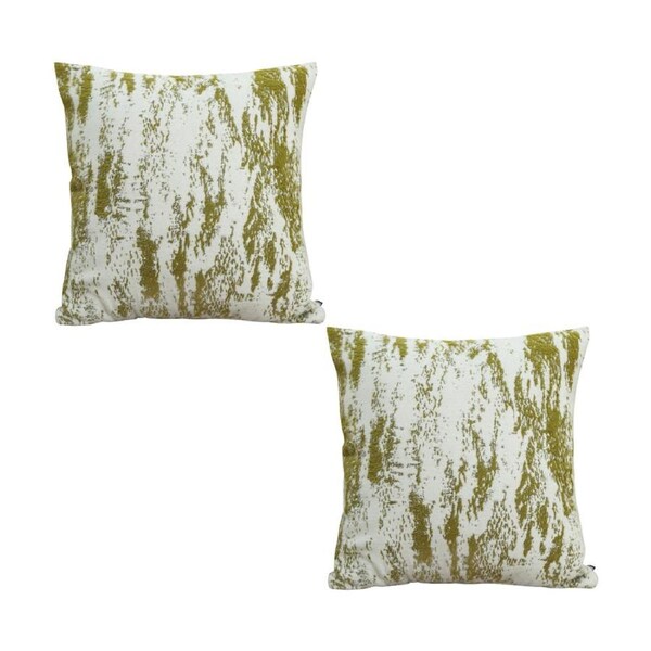 SOGA Deluxe Throw Pillow White Olive Green 50cm 2 Pack