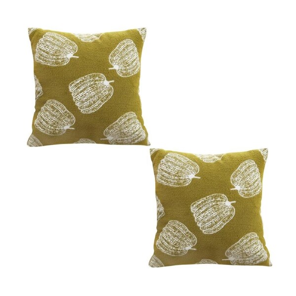 SOGA 2X 50cm Throw Pillow Green Autumn Harvest Pumpkin Print Home Decor