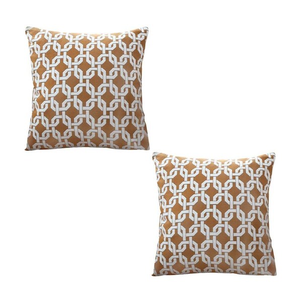 SOGA 2X 50cm Brown Checkered Chain Jacquard Square Pillow Decorative Cushion for Home Decor