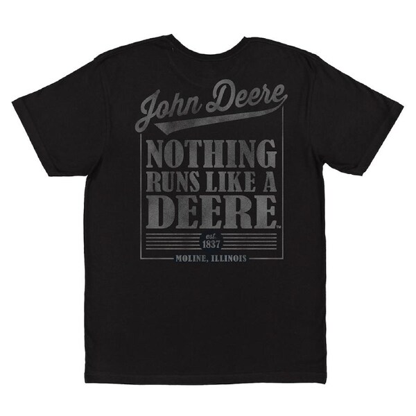 John Deere Mens/Unisex Cotton "Nothing Runs Like A Deere" Tee T-Shirt Black Medium