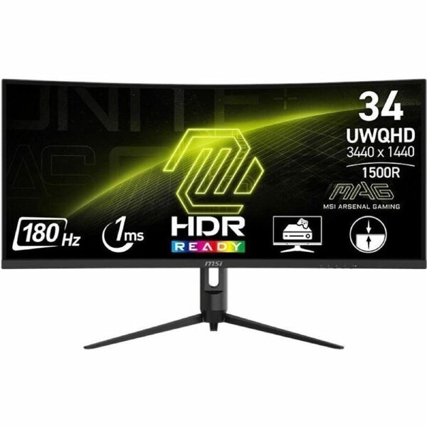 MSI MAG 342CQR E2 34" Class UWQHD Curved Screen Gaming LED Monitor - 21:9 - Black - 34" Viewable - Vertical Alignment (VA) - 3440 x 1440 - 1.07 - - -