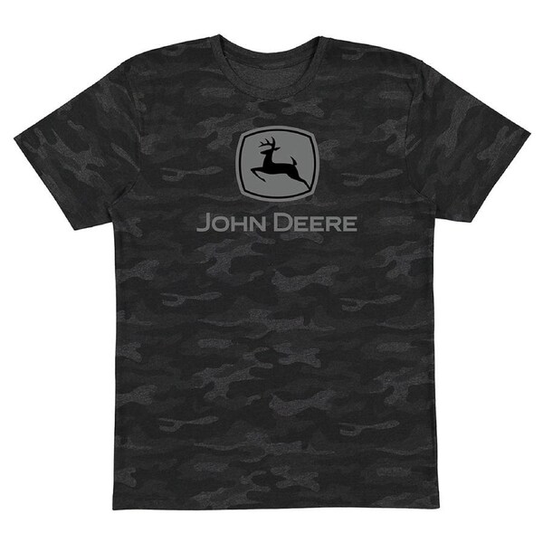 John Deere Mens/Unisex Cotton Camo Logo Short Sleeve Tee T-Shirt/Top Black XXL