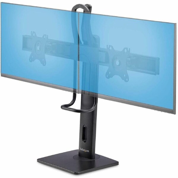 StarTech.com Crossbar Dual Monitor Desk Stand For 27inch Screens, Max Cap 26.4lb, VESA Mount 75x75/100x100, Toolless Height Adjustment - Double VESA