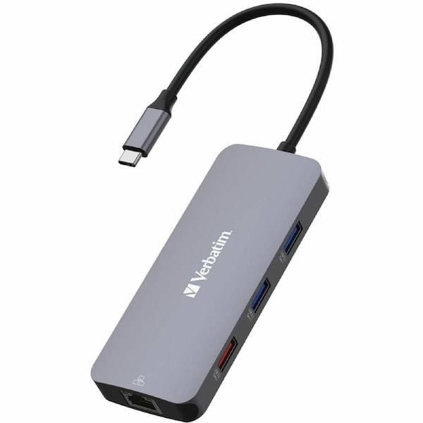 Verbatim USB Type C Docking Station for Notebook - Charging Capability - Memory Card Reader - SD - 4K - 3840 x 2160 - 5 x USB Ports - 3 x USB Type-A