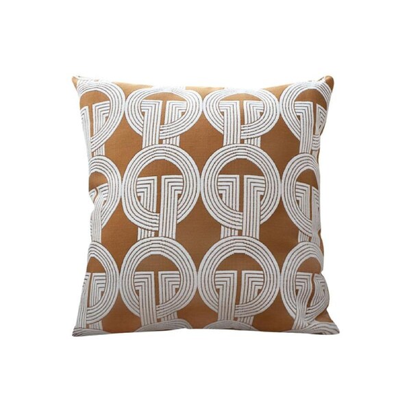 SOGA 50cm Throw Pillow Brown Circular Chain Jacquard Decorative Square for Home Decor