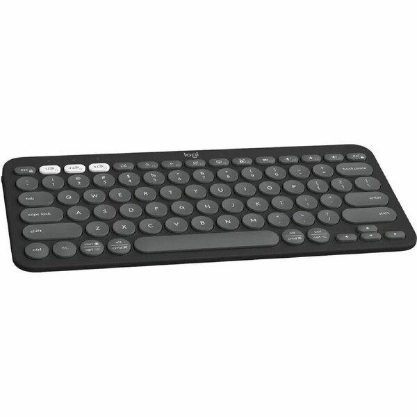 Logitech Pebble Keys 2 K380s Keyboard - Wireless Connectivity - USB Interface - English - Tonal Graphite - Bluetooth - 10 m - Desktop, Search, Back,