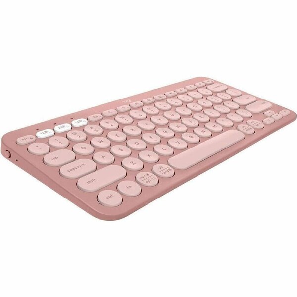 Logitech Pebble Keys 2 K380s Keyboard - Wireless Connectivity - USB Interface - English - Tonal Rose - Bluetooth - 10 m - Desktop, Back, Search, Hot