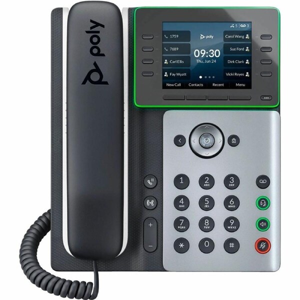 Poly Edge E350 IP Phone - Corded - Corded/Cordless - Wi-Fi, Bluetooth - Desktop, Wall Mountable - Black - TAA Compliant - VoIP -