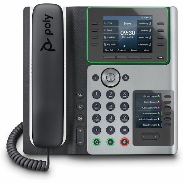 Poly Edge E450 IP Phone - Corded - Corded/Cordless - Wi-Fi, Bluetooth - Desktop - Black - VoIP - IEEE 802.11a/b/g/n/ac - 2 x Net