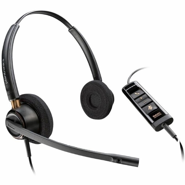 Poly EncorePro 525 Wired Over-the-head, On-ear Stereo Headset - Black - Microsoft Teams Certification - Binaural - Supra-aural - 208.5 cm Cable - - -