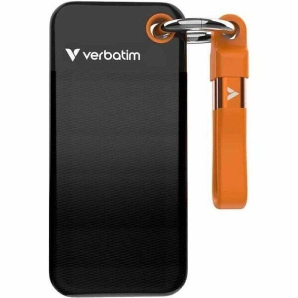 Verbatim Pocket 1 TB Portable Solid State Drive - M.2 External - Black, Orange - Notebook, Desktop PC Device Supported - USB 3.2 (Gen 2) Type C - 2 -
