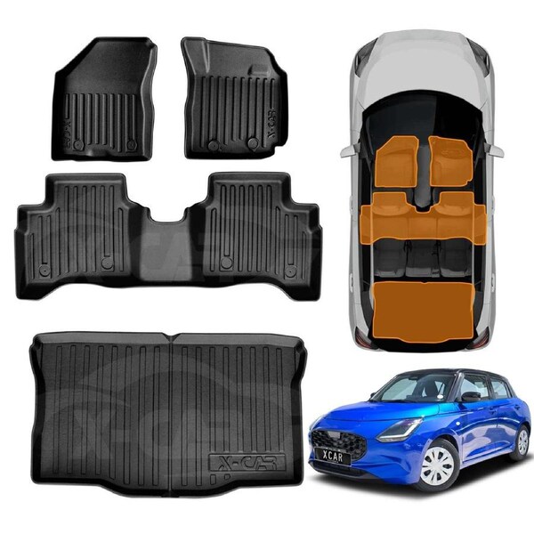 3D Floor Mats Boot Liner for Suzuki Swift 4th Gen 2024-2025 All Weather Heavy Duty Cargo Car Trunk Luggage Tray