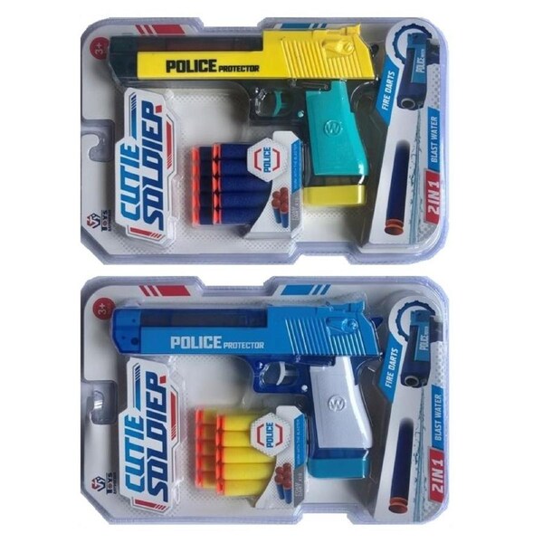2 x 2in1 kids water pistol and toy dart gun