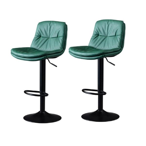 SERENITà Bar Stools Kitchen Bar Stool Leather Barstools Swivel Gas Lift Counter Chairs BS8406 Green
