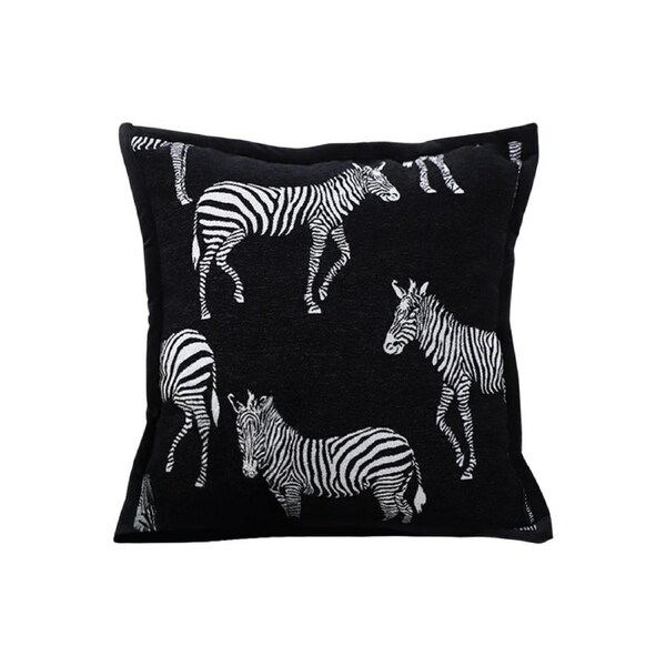 SOGA 50cm Throw Pillow Black Light Luxury Zebra Square Pillow for Home Decor