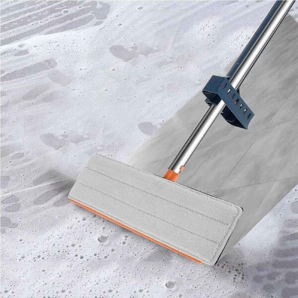 Microfibre Flat Mop & Folding Bucket 360 Rotating Floor Cleaning Mop w/ 5Cloths
