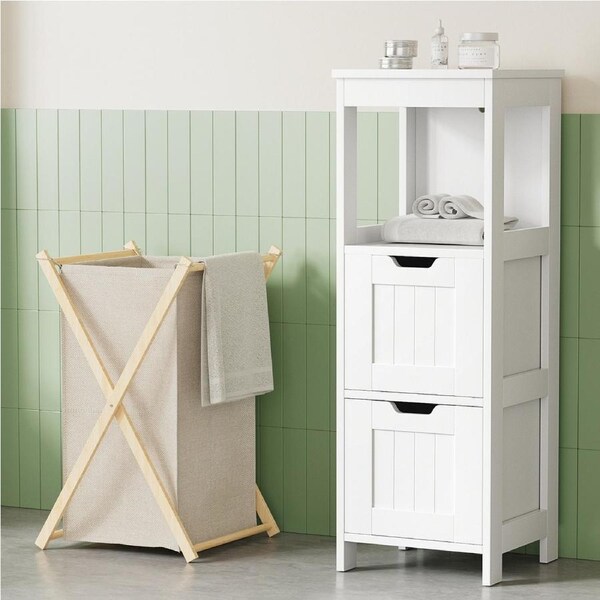 Artiss Bathroom Storage Cabinet 89cm Floor Toilet Drawer Bedroom Organizer Standing White