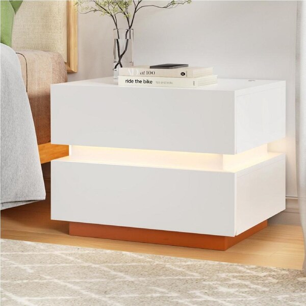 Artiss Smart Bedside Table LED Wireless Charging Ada