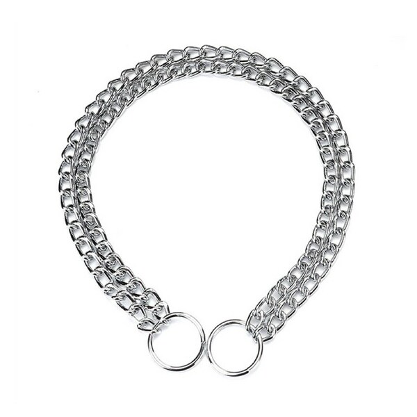 Dog Choker Collar Heavy Duty Double Chain Pet Slip Check Chain Twist Link Chrome 2.5x50cm
