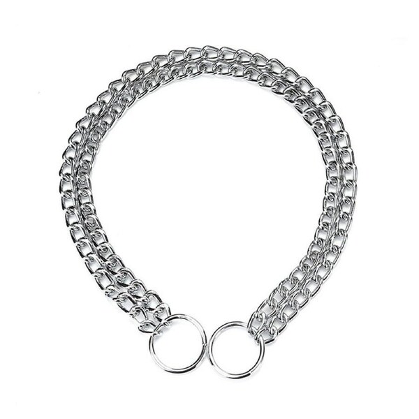 Dog Choker Collar Heavy Duty Double Chain Pet Slip Check Chain Twist Link Chrome 3x60cm