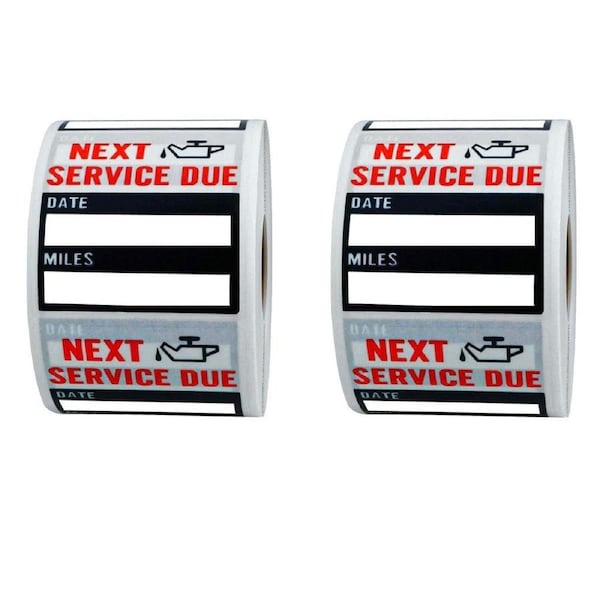 2Rolls Car Oil Change Maintenance Reminder Stickers for Vehicle Service Tracking