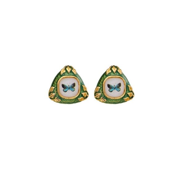 Chinese Green Butterfly Earrings Elegant Fashion Jewelry for Women Gift