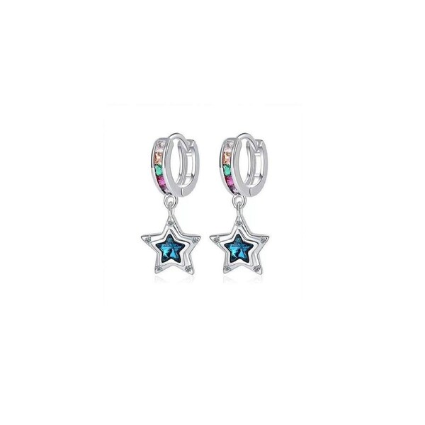 Star Hollow Circle Earrings Elegant Simple Design Fashion Jewelry for Women