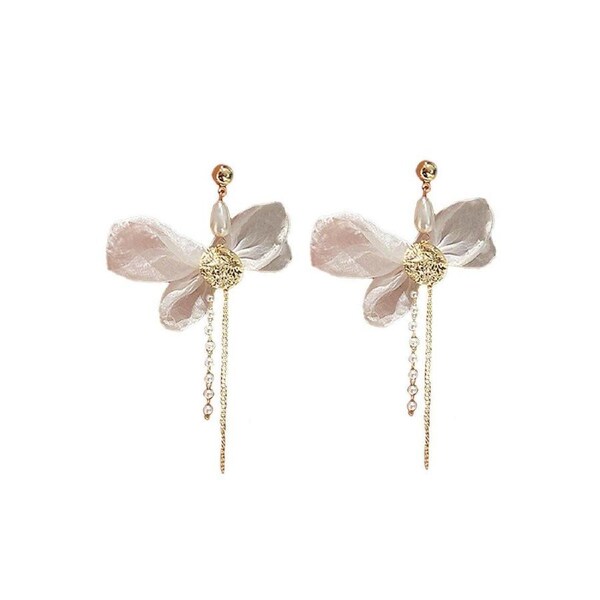 Vintage White Bow Long Earrings Sweet Fashion Jewelry for Women Elegant Gift