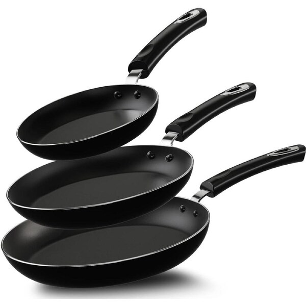 Non Stick Frying Pan Set, 3 Pcs Induction Hob Pan Set, Professional Chefs Pan Sets Non Stick 20cm, 24cm, and 28cm