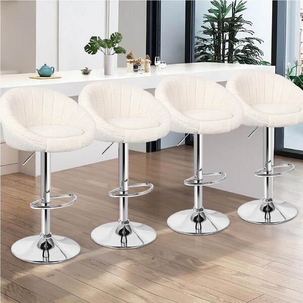 4x ALFORDSON Bar Stools Boucle Fabric Beige