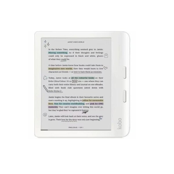 Kobo Libra Colour Digital Text Reader - White - 24000 Book(s) - 32 GB Flash - 7" Display - Touchscreen - 1264 x 1680 - Wireless LAN - Bluetooth