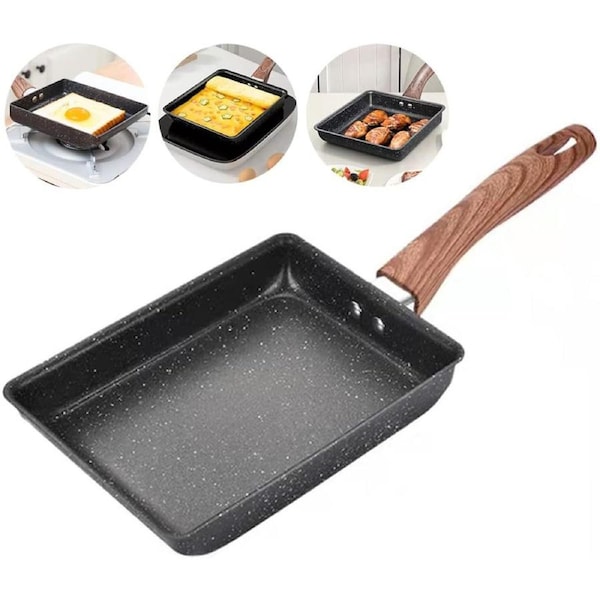 Nonstick Pan-Square Pan,Egg Roll Pan-Rectangle Frying Pan-Small Frying Egg Pan, Easy to Clean,6.3 x 7.8 inch