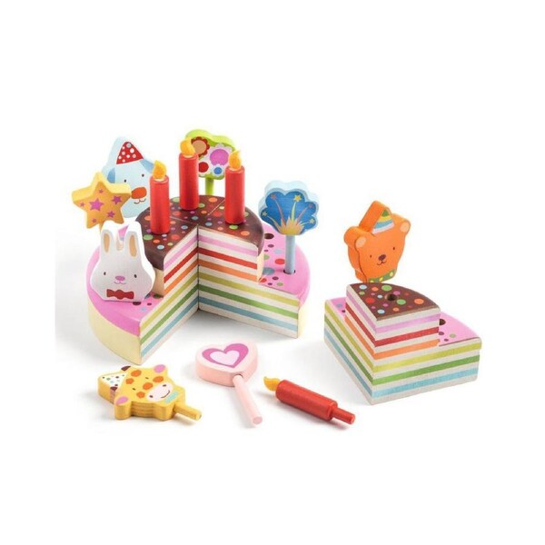 16pc Djeco Happy Birthday Cake & Candles Kids/Child Pretend Play Toy Set 3y+