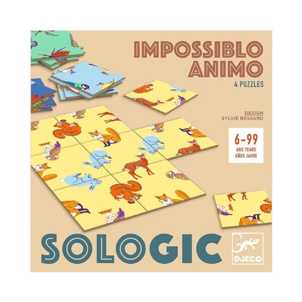 4pc Djeco Impossible Animal Puzzle Challenges Board Game Logic Play Set 6y+