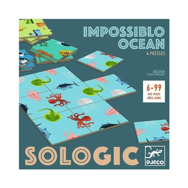 4pc Djeco Impossible Ocean Puzzle Challenges Board Game Logic Play Set 6y+