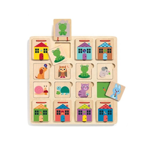 16pc Djeco Cabanimo Hide & Seek Wooden Puzzle 25.3cm Kids/Children Toy 2y+