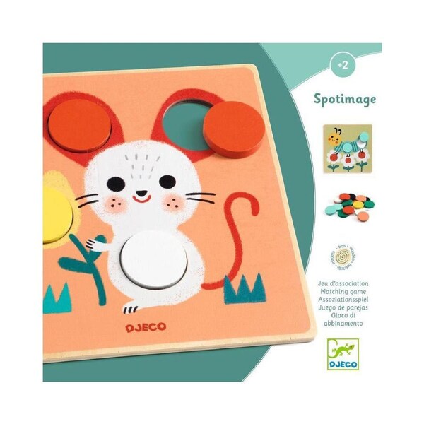 Djeco Spotimage Colour Spot Matching Play Wooden Board Game 17cm Kids 2y+