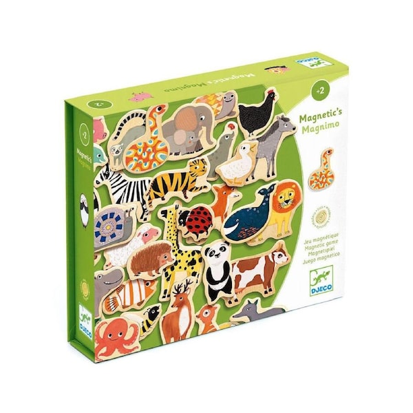 36pc Djeco Wooden Magnetic Magnimo Animal Puzzle Set 22x19.2cm Kids Toy 2y+