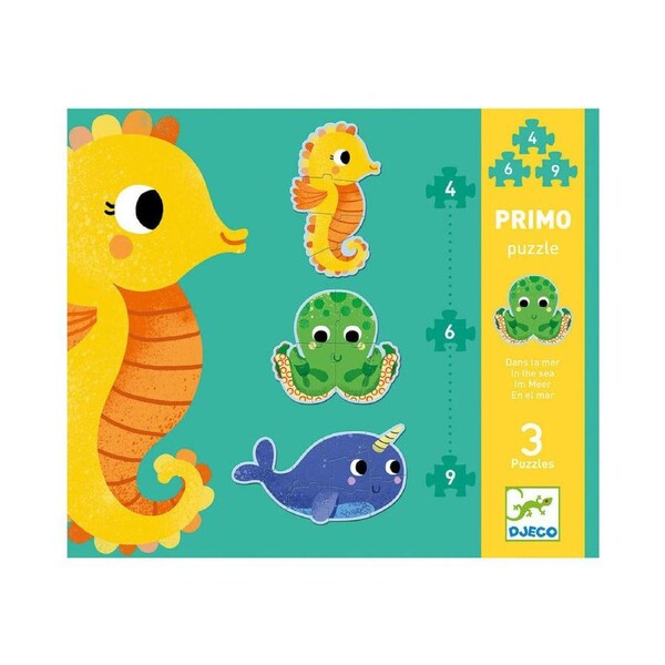 3x Djeco In The Sea 4/6/9 Progressive Jigsaw Puzzle Set Kids Game 25x21cm 2y+