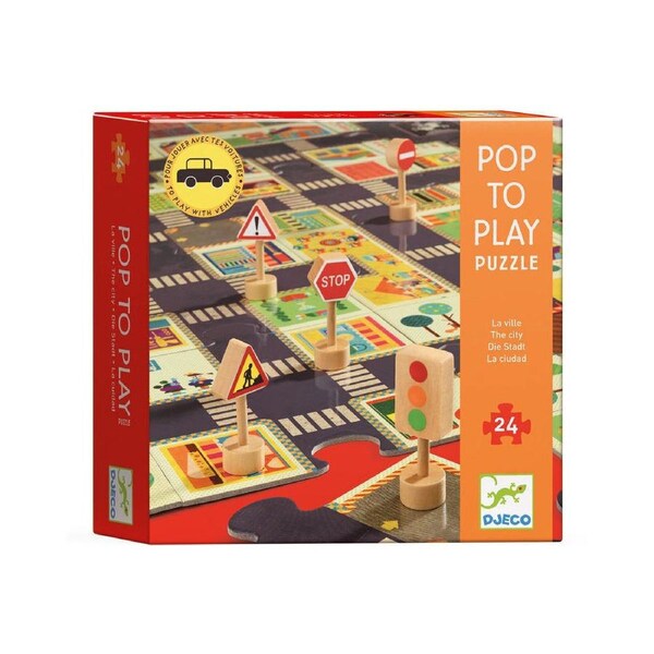 24pc Djeco City Road Giant PopToPlay Jigsaw Puzzle Kids Game 63x100cm 3y+