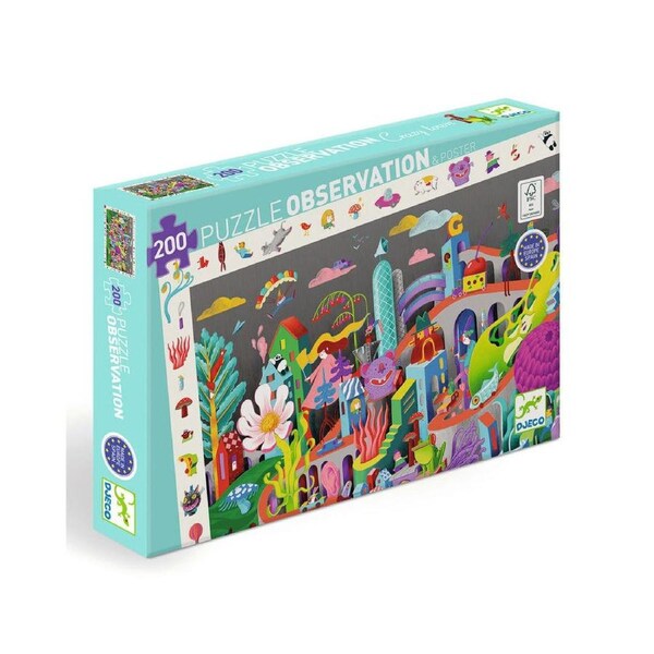 200pc Djeco Crazy Town Observation Jigsaw Puzzle Kids Play Game 61x38cm 6y+