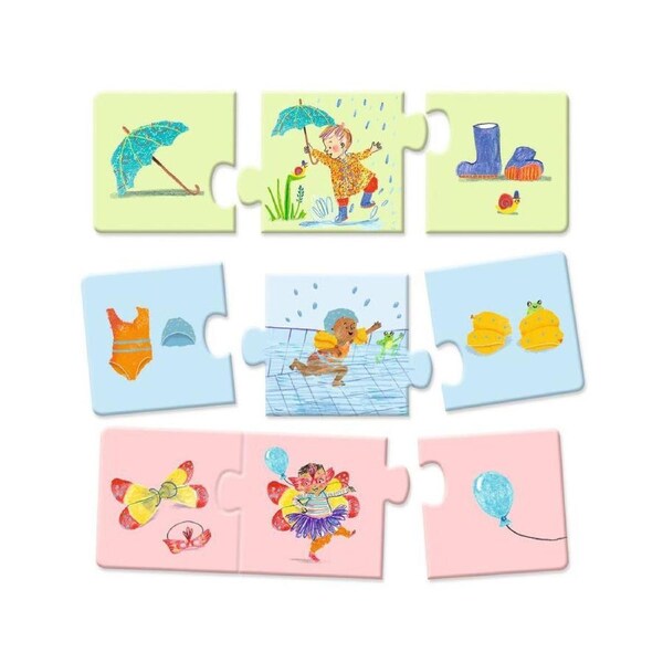 24pc Djeco My Daily Life Trio Puzzle Kids Educational Learning Play Game 2y+