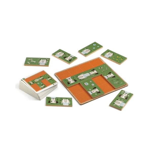 Djeco Dogmino Patience Board Game w/ 40 Challenges 6y+