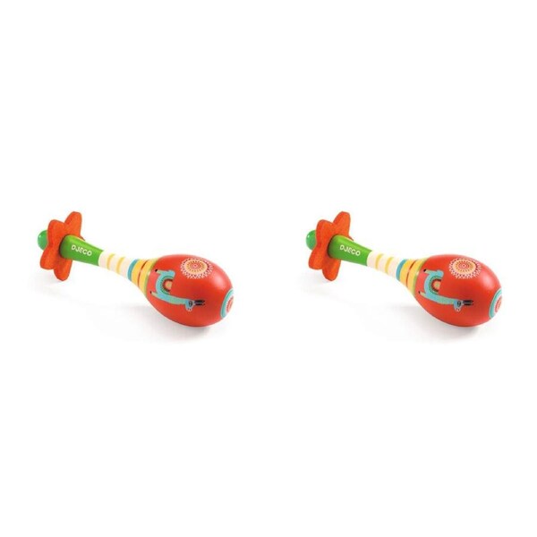 2x Djeco Animambo Maracas Kids/Childrens Instrument Musical Fun Play Toy 12m+