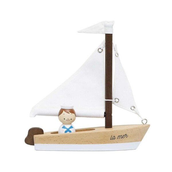 2pc Le Toy Van Wooden Sailing Boat & Captain Set 21x23cm Kids/Children 3y+