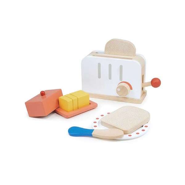 Mentari Rise & Shine Toaster Set Kids/Children Pretend Play Wooden Toy 3y+