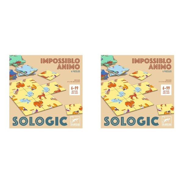 8pc Djeco Impossible Animal Puzzle Challenges Board Game Logic Play Set 6y+